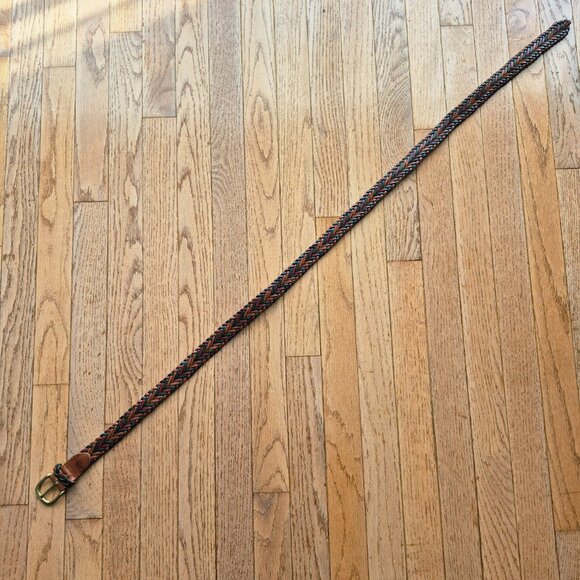 Belt Braided Leather Woven Belt Tri Color Brass Size Large - Picture 7 of 9